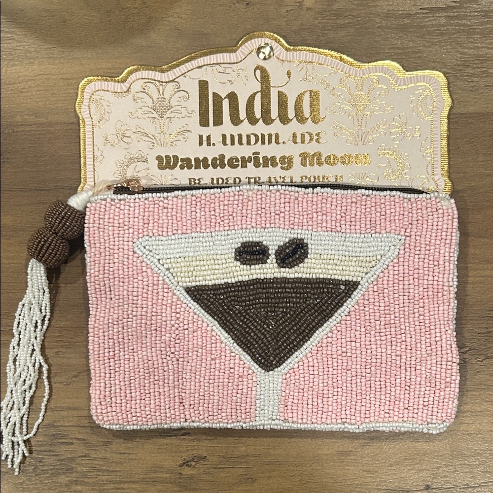 Viral TJ Maxx Pink Beaded Clutch with Espressos Martini Design